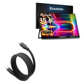 BoxWave Cable Compatible with Xgaming Portable Monitor IPS HDR Gaming Monitor (15.6 in) - SnapWrap PD Cable (3ft) - USB-C to USB-C (240W), Type C Magnetic Coil Braided Charge Sync - Jet Black