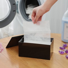 zoocatia Laundry Dryer Sheet Holder Clear Detergent Pods Container Dryer Balls Dispenser with Lid, Acrylic Plastic Storage Box for Laundry Room, Black