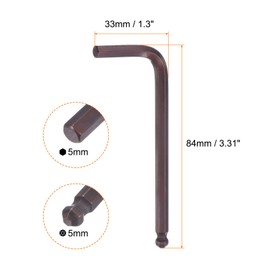 sourcing map Ball End Hex Key Wrench 5mm S2 Steel L-Shape Hexagon Metric Wrenches Repairing Tool for Home Repair Red