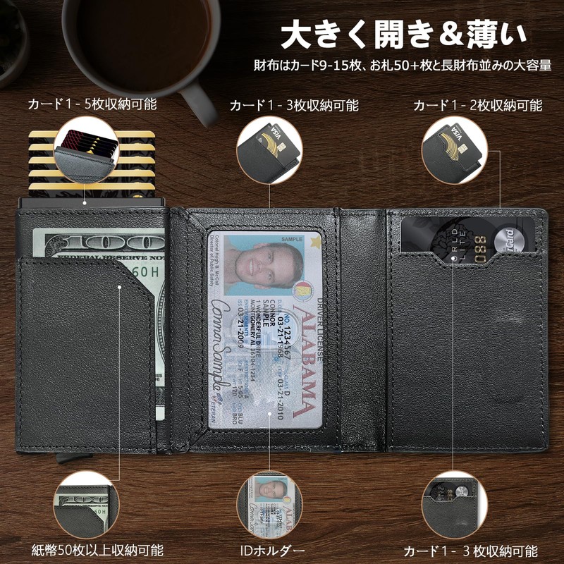 Gitygao Men's Mini Wallet, Small Wallet, Napa Black