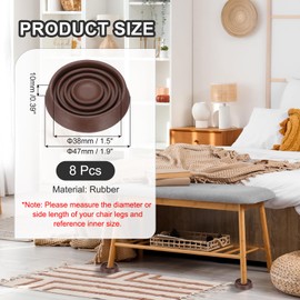 PATIKIL 1.5" Furniture Coasters, 8 Pcs Caster Cups Furniture Cups Rubber Non-Slip Round Feet Anti-Slip Stopper Pad Protector Sliding for Hardwood Floors Carpet Chair Table, Coffee