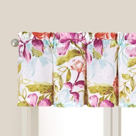 C&F Home Clara Green Blue Purple Floral Botanical Spring Summer Cotton Bedroom Guestroom Premium Window Valance Valance Green