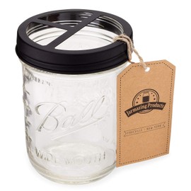 Jarmazing Products Tarro Mason Portacepillos de dientes, color negro, con tarro Mason de bola de 16 onzas, hecho de acero inoxidable