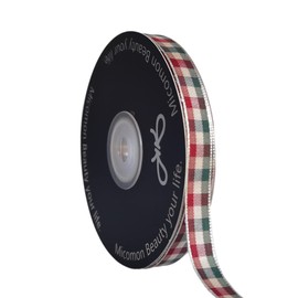 Micomon Red and Green Gingham Ribbon Buffalo Ribbon Checkerd Christmas Ribbon 25 Yards Each Roll 100% Polyester (3/8",RedGreen)