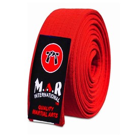 MAR | Red Martial Arts Belt, Plain Ranking Belt - 100% Cotton | Professional Equipment for All | Coloured Grading Belts, Ideal for Karate, Judo, Taekwondo, Jiu jitsu (250cm)