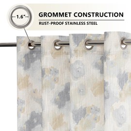 MYSKY HOME Floral Curtains 84 Inch Long for Girls Bedroom, Yellow Curtains for Living Room, Farmhouse Country Light Filtering Grommet Semi Sheer Natural Drapes Grey Colorful Design W52, 2 Panels