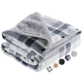 HAPGO Throw Blanket, Large, 5 Colors, 2 Sizes, 31.5 x 53.1 inches (80 x 135 cm), 4-Way Wearable Blanket, Button, Improved, Cold Protection, Warm, Checkered Pattern, Stylish, Moisture Wicking, Heat Retention, Antibacterial, Washable, Texture, Suitable for