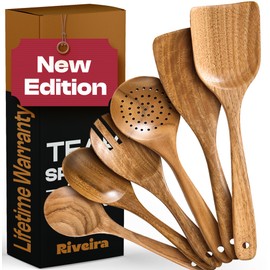 Riveira's 6-Piece Kitchen Essentials - Wooden Spoons for Cooking and Comprehensive Cooking Utensils Set