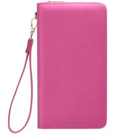 Chelmon Women's Wallet RFID Blocking Long Clutch Zip Around Travel Leather Purse Large Capacity Credit Card Holder with Grip Hand Strap