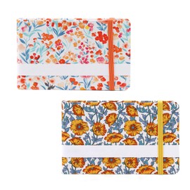 2PCS Mini Watercolor Sketchbook, 3.7x5.8 Inch Portable Square Fabric Cover Small Watercolor Sketchbook 20 Sheets 300g Watercolor Textured Drawing Papers (Yellow+Orange)