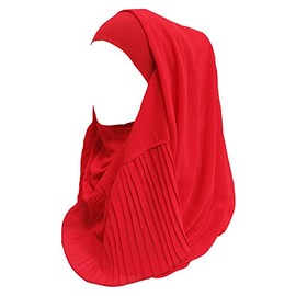Lina & Lily Pleated Chiffon Muslim Hijab Head Scarf (Red)