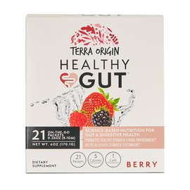 TERRA ORIGIN Healthy Gut Stick Packs, L-Glutamine, Slippery Elm, Aloe Vera, Licorice Root Extract, Gut Health, Digestive Support, Leaky Gut Repair, Immune Function, On-The-Go, 21 Ct, Berry