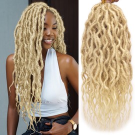 8Packs Faux Locs Crochet Hair 18Inch Crochet Locs, Blonde Soft Locs With Curly Ends Boho Faux Locs Crochet Braids for Black Women(613#, 18Pack of 8))