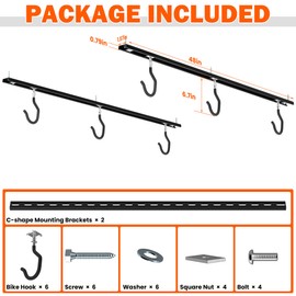 Ultrawall Ceiling Bike Rack for Garage, Indoor Bike Hanger with 6 Adjustable Bike Hooks for up to 3 Bikes (Horizontally), 6 Bikes (Vertically)