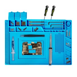 Magnetic Mat Heat Resistant Large Silicone Soldering Mat with Anti Static Surface, Expandable Work Area for Soldering, Electronics Repair - 17.7" x 11.8" Durable Magnetic Mat for Precision Projects