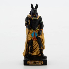 Veronese Design 3 3/8 Inch Anubis Egyptian God of The Dead Resin Miniature Hand Painted Black Gold Finish Figurine
