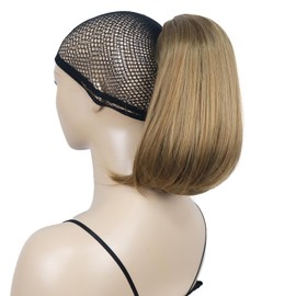 Lydell 12" Straight Wavy Styled Clip In Claw Ponytail Hair Extension Synthetic Hairpiece (Golden Reddish Brown)