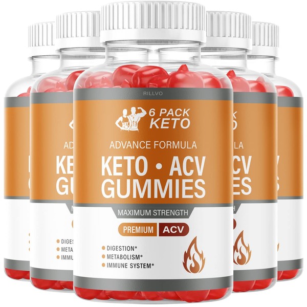 (5 Bottles) 6 Pack Keto ACV Gummies Advanced Formula 6 Pack Keto Gummies (300 Gummies)