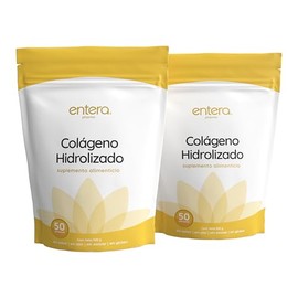 Entera  Colágeno Hidrolizado Puro 500 g en Polvo  Pack de 2  Péptidos Tipo I y III  Sin Sabor  100 Porciones                                          