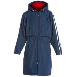 Sporti Striped Comfort Fleece-Lined Swim Parka Youth - Navy Shell/Red Lining - Youth Large