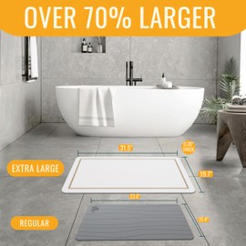 Milton Styles Extra Large Stone Bath Mat 32" x 20" – Non-Slip Diatomaceous Earth, Super Absorbent Quick-Drying Bathroom Floor Mat, Modern Diatomite Bath Mat, Easy to Clean, Sandstone Tan