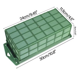 Green Floral Foam Cage Flower Holder with Floral Foam for Fresh Flowers Cage Bowl for Rectangle Table Centerpiece Floral Set (4)