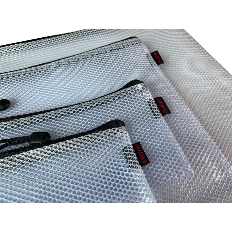 Premium Passport Size Black Zip Mesh Bag by Janrax