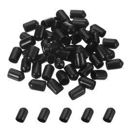 sourcing map 50pcs Pegboard Hooks Protector Rubber End Caps, Peg Board Hook Flexible Prongs End Tips Caps Rack Cover for Pegboard Dishwasher Hook, Black(32mm Long 8mm Inner Dia)