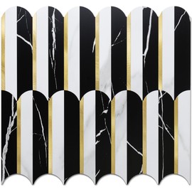 DICOFUN 1 Sheet Black & White Peel and Stick Backsplash for Kitchen, PVC Stick on Backsplash Wall Tile