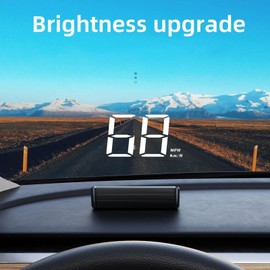 Car Heads Up Display, Hud for Car Windshield, Large Screen Portable Speedometer Device Angle Adjustable Dashboard Front Window Projection Gauge for Safe Driving