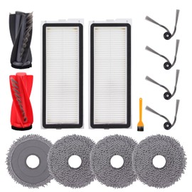 Replacement Parts Compatible with Roborock Qrevo Curve/P20 Pro Robot Vacuum Parts - 1 Main Brush Set - 4 Side Brushes - 2 HEPA Filters - 4 Mop pads