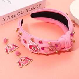 PHALIN Derby Headbands for Women Kentucky Derby Riding Suit Headband Beaded Horseshoe Headbands Rhinestone Silks Headband Derby Horse Race Day Hair Accessories Outfits Gifts (Style A)