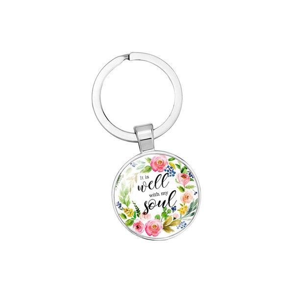 Tobubbmole Christian Keychain Gift Religious Be Still It is Well