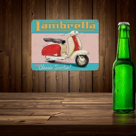 Shawprint LAMBRETTA SCOOTER RETRO METAL TIN WALL PLAQUE SIGN NOVELTY GIFT Home bar shed man cave (150MM X 200MM (6" X 8") (10" x 8")
