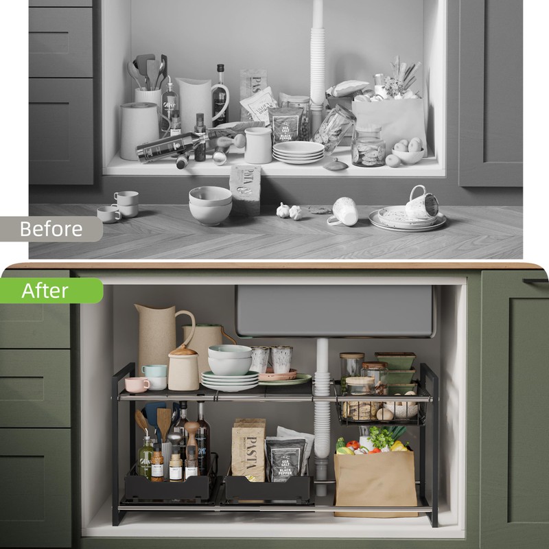 NETEL Under Sink Organizers and Storage,Kitchen Cabinet Organizer,2 Tier Under