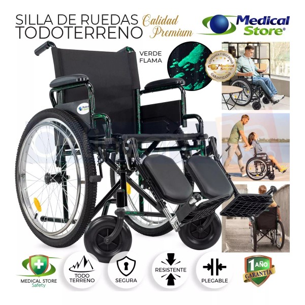 Medical Store Silla De Ruedas Traslado Neumática Todo Terreno Ligera
