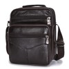 Business Shoulder Bag Black Cowhide Metal Zippers Large Capacity Business