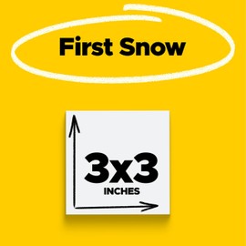 Post-it Super Sticky Notes, 5 Sticky Note Pads, 3 x 3 in., School Supplies, Office Products, Sticky Notes for Vertical Surfaces, Monitors, Walls and Windows, First Snow White