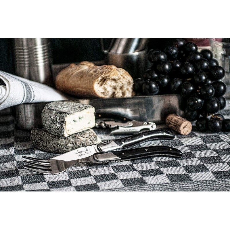 Laguiole Style de Vie Korkenzieher, Flaschenöffner mit Folienschneider, Ebenholz