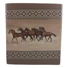Ebros Rustic Western Wild and Free 5 Running Horses with Southwest Vector Symbols Tan Bathroom Accent Accessories Horse Country Cabin Lodge Farmhouse Decorative (Tissue Box Cover)