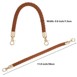 Afcabakila 12 Pack 6 Colors 11.8 Inch Shoulder Bag Purse Handles Short PU Leather Braided Purse Straps for Handbags DIY Replacement with Gold Lobster Clasps