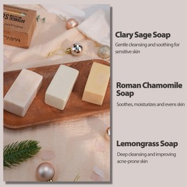 MAYJAM Soap Bars with Essential Oil for Face & Body, Clary Sage, Roman Chamomile, Lemongrass Bathing Refreshing Skin Care Bar Soap, 3 Pack Natural Handmade Soaps for Men Women