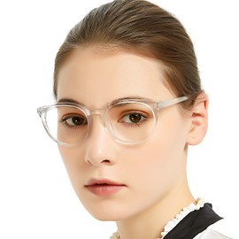 MARE AZZURO Women Computer Reading Glasses Round Blue Light Blocking Readers 0 1.0 1.5 2.0 2.5 3.0 3.5 4.0 (Transparent, 350)