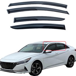 Tape On Window Visors Rain Guards Compatible with Hyundai Elantra 2017-2020,Smoke Tinted Side Window Vent Wind Deflectors Visors Shades for Elantra 17-20,Truck Accessories-4pcs