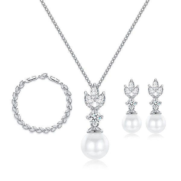 EPIRORA Wedding Jewellery for Bride - Sterling Silver Pearl Earrings