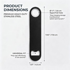 MTOMDY 20 Pcs Flat Beer Bottle Opener 7 Inch,Stainless Steel for Daily Use in Households, Outdoor Barbecues, Bar, Parties, Restaurants,(Black)