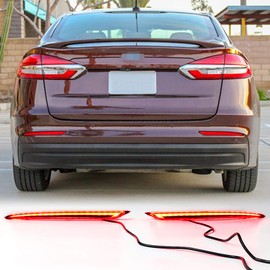 Dreamseek LED Reflector Tail Light for Ford Fusion Mondeo 2019 2020 2021 Rear Bumper Brake Lamp with Dynamic Sequential Turn Signal Red Lens