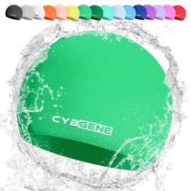 CybGene Silicone Swim Cap, Unisex Swimming Cap for Women and Men, Bathing Cap Ideal for Short Medium Long Hair-Medium Spring Green