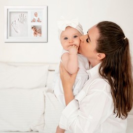 Baby Handprint Footprint Kit, Baby Shower Gifts, Baby Photo Frame Kit for Newborn Baby Girls and Boys, New Parents Gift, Memory Art Picture Frames for Baby Registry Nursery Decor