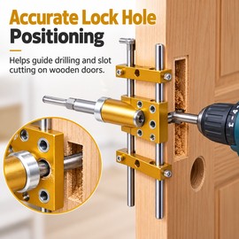 Wooden Door Lock Mortising Jig for Installation – Adjustable Hole Opener Guide for Accurate Lock Drilling